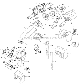 Page A Diagram and Parts List for DB4000 Type 1 Black and Decker Hand Vacuum
